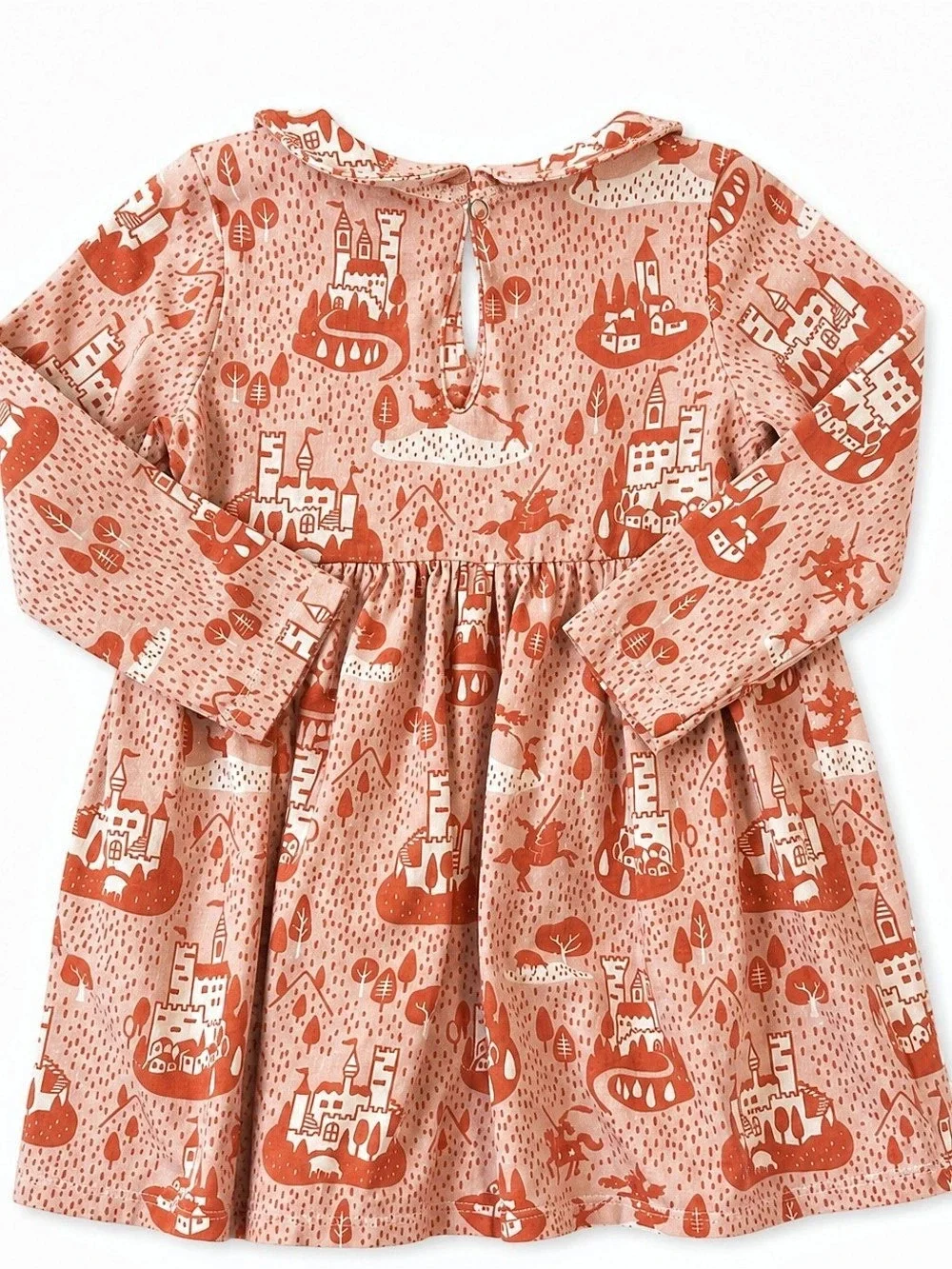 Winter Water Factory 2T Castle Print Organic Cotton Peter Pan Collar Dress